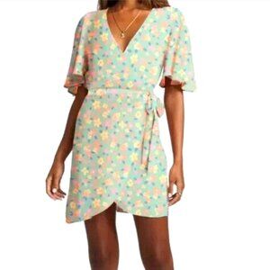 Billabong All For You 2 Mini Dress Floral Short Sleeve